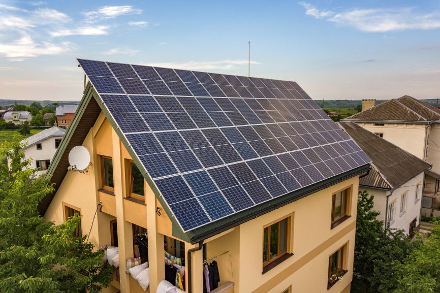 What is an IRC certificate for solar panels visualized on a Dallas property