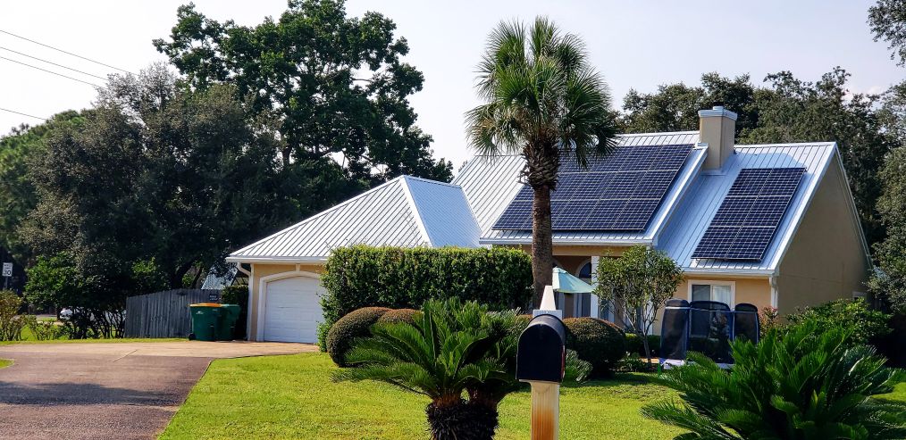Sustainable off grid house powered entirely by solar energy