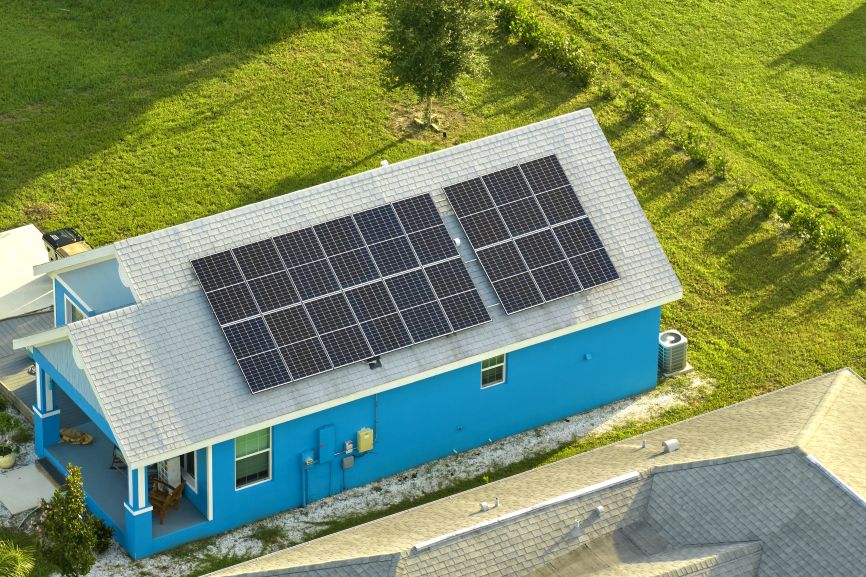 Off-grid solar panels installed on a modern home by First Solar installers